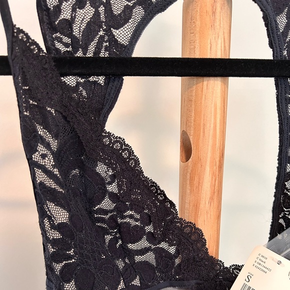 Free People Black Lace Bodysuit Womens Small Speed Date Strappy Lingerie NWT - Picture 7 of 9